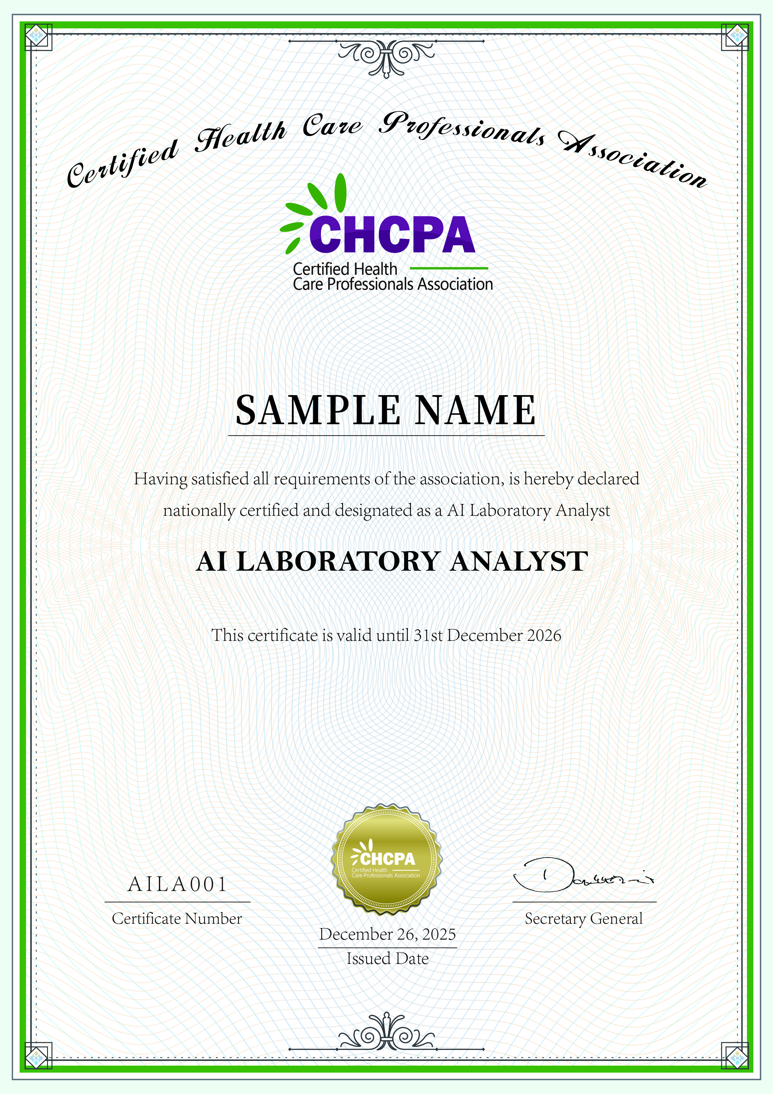 AILA Certificate Sample